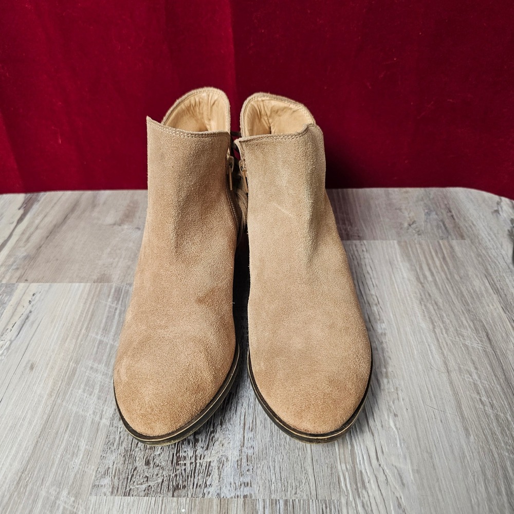 Lucky Brand Womens Suede Fringe Ankle Boots 9M Tan Western Boho LK-BENJII